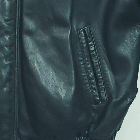 Pierre Cardin Womens Leather Bomber Jacket Black - Picture 3 of 12